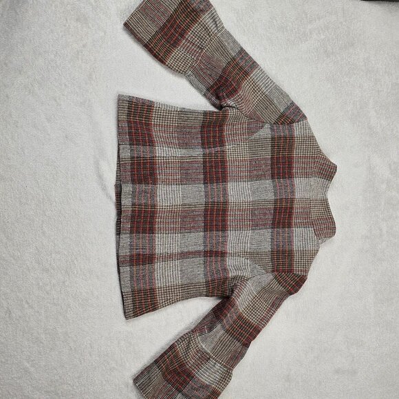 Live a Little Jacket Womens Medium Plaid Preppy Autumn Wardrobe Essential Blazer - Picture 12 of 16